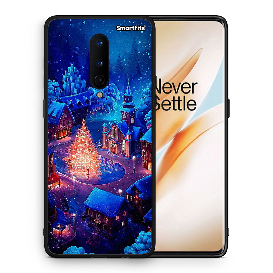 Θήκη OnePlus 8 Xmas Village από τη Smartfits με σχέδιο στο πίσω μέρος και μαύρο περίβλημα | OnePlus 8 Xmas Village case with colorful back and black bezels