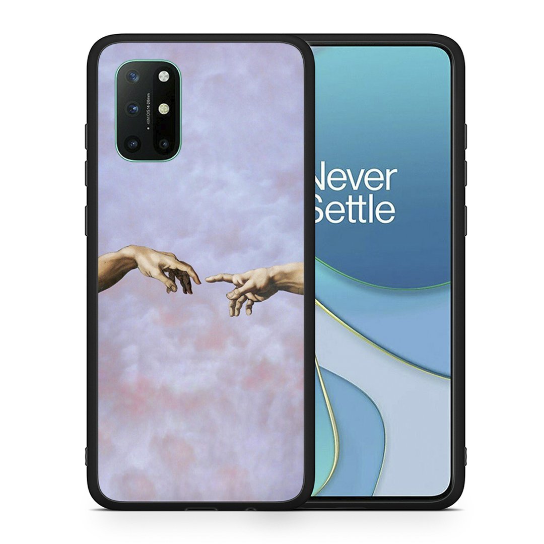 Θήκη OnePlus 8T Adam Hand από τη Smartfits με σχέδιο στο πίσω μέρος και μαύρο περίβλημα | OnePlus 8T Adam Hand case with colorful back and black bezels