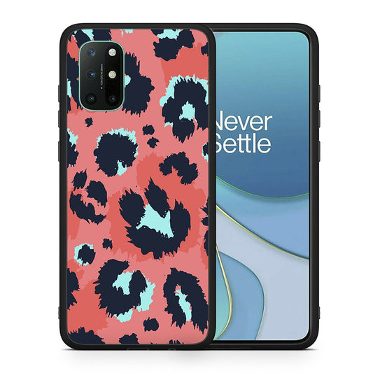 Θήκη OnePlus 8T Pink Leopard Animal από τη Smartfits με σχέδιο στο πίσω μέρος και μαύρο περίβλημα | OnePlus 8T Pink Leopard Animal case with colorful back and black bezels
