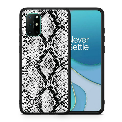 Θήκη OnePlus 8T White Snake Animal από τη Smartfits με σχέδιο στο πίσω μέρος και μαύρο περίβλημα | OnePlus 8T White Snake Animal case with colorful back and black bezels