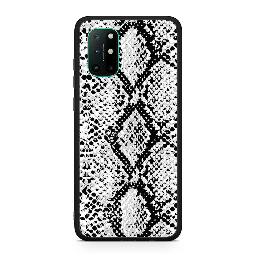 OnePlus 8T White Snake Animal θήκη από τη Smartfits με σχέδιο στο πίσω μέρος και μαύρο περίβλημα | Smartphone case with colorful back and black bezels by Smartfits