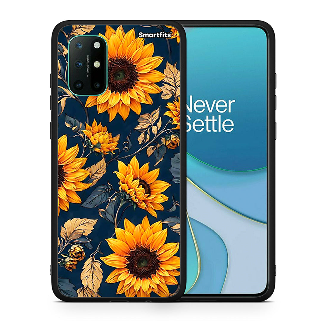 Θήκη OnePlus 8T Autumn Sunflowers από τη Smartfits με σχέδιο στο πίσω μέρος και μαύρο περίβλημα | OnePlus 8T Autumn Sunflowers case with colorful back and black bezels