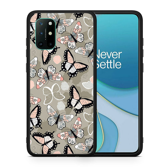 Θήκη OnePlus 8T Butterflies Boho από τη Smartfits με σχέδιο στο πίσω μέρος και μαύρο περίβλημα | OnePlus 8T Butterflies Boho case with colorful back and black bezels