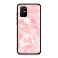 Thumbnail for OnePlus 8T Pink Feather Boho θήκη από τη Smartfits με σχέδιο στο πίσω μέρος και μαύρο περίβλημα | Smartphone case with colorful back and black bezels by Smartfits