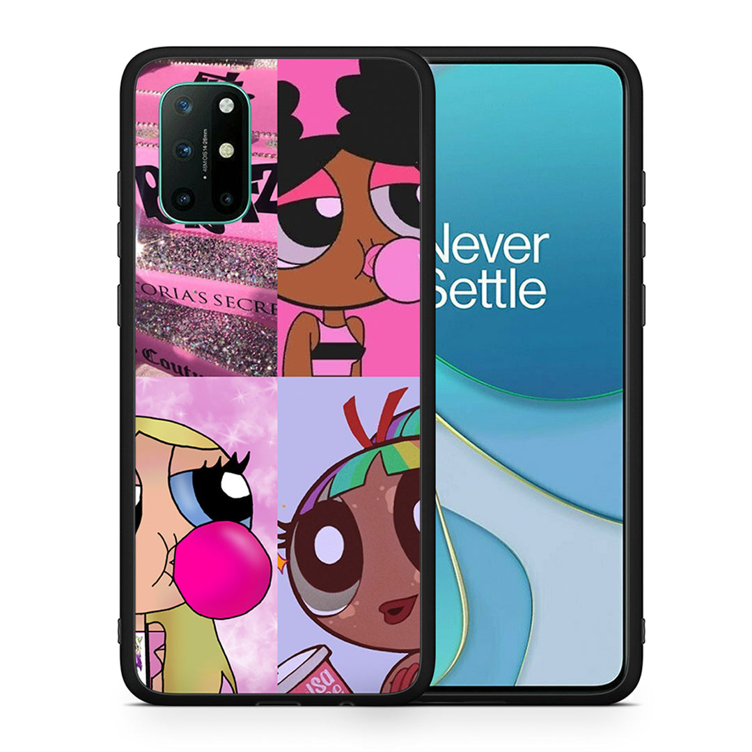 Θήκη Αγίου Βαλεντίνου OnePlus 8T Bubble Girls από τη Smartfits με σχέδιο στο πίσω μέρος και μαύρο περίβλημα | OnePlus 8T Bubble Girls case with colorful back and black bezels