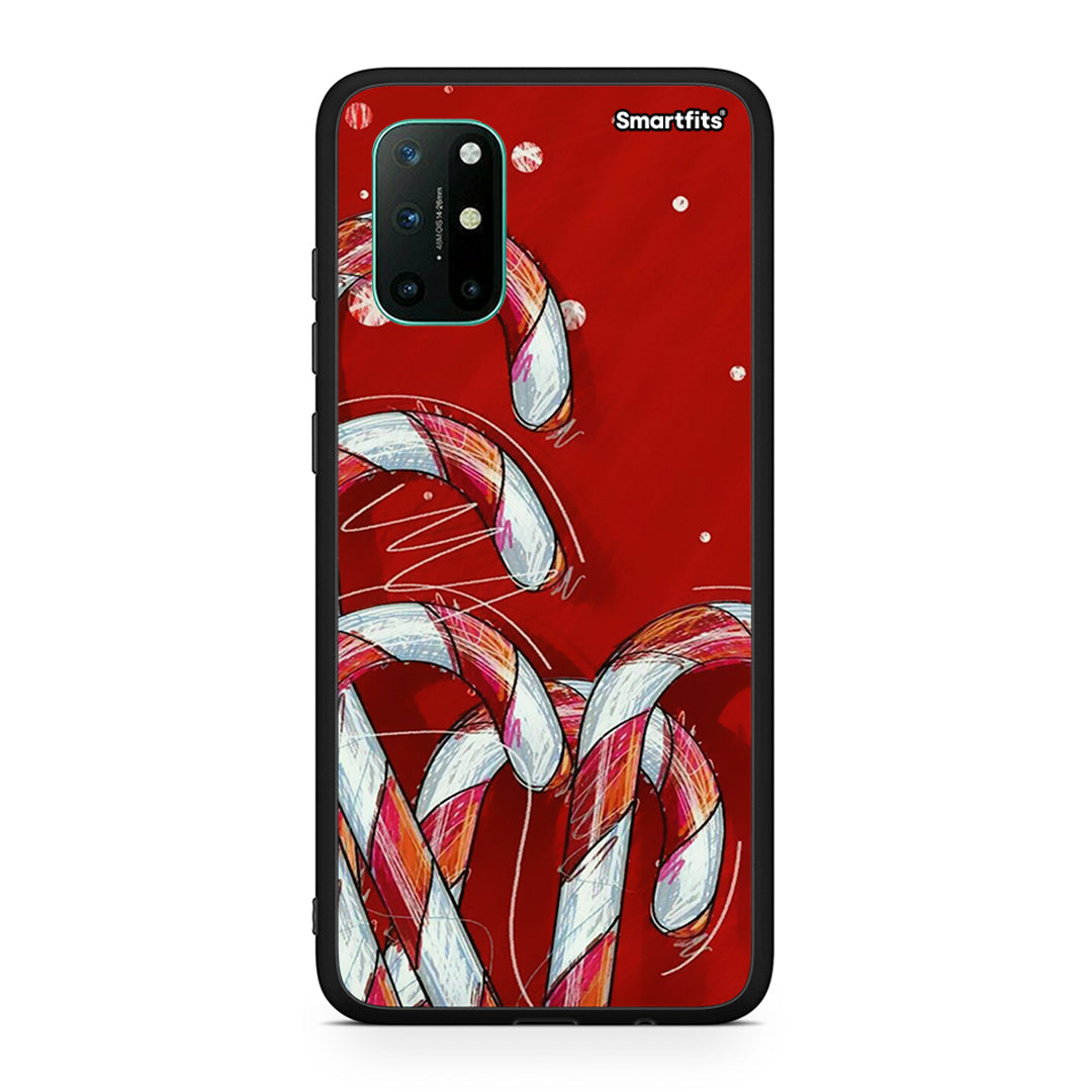 OnePlus 8T Candy Cane θήκη από τη Smartfits με σχέδιο στο πίσω μέρος και μαύρο περίβλημα | Smartphone case with colorful back and black bezels by Smartfits