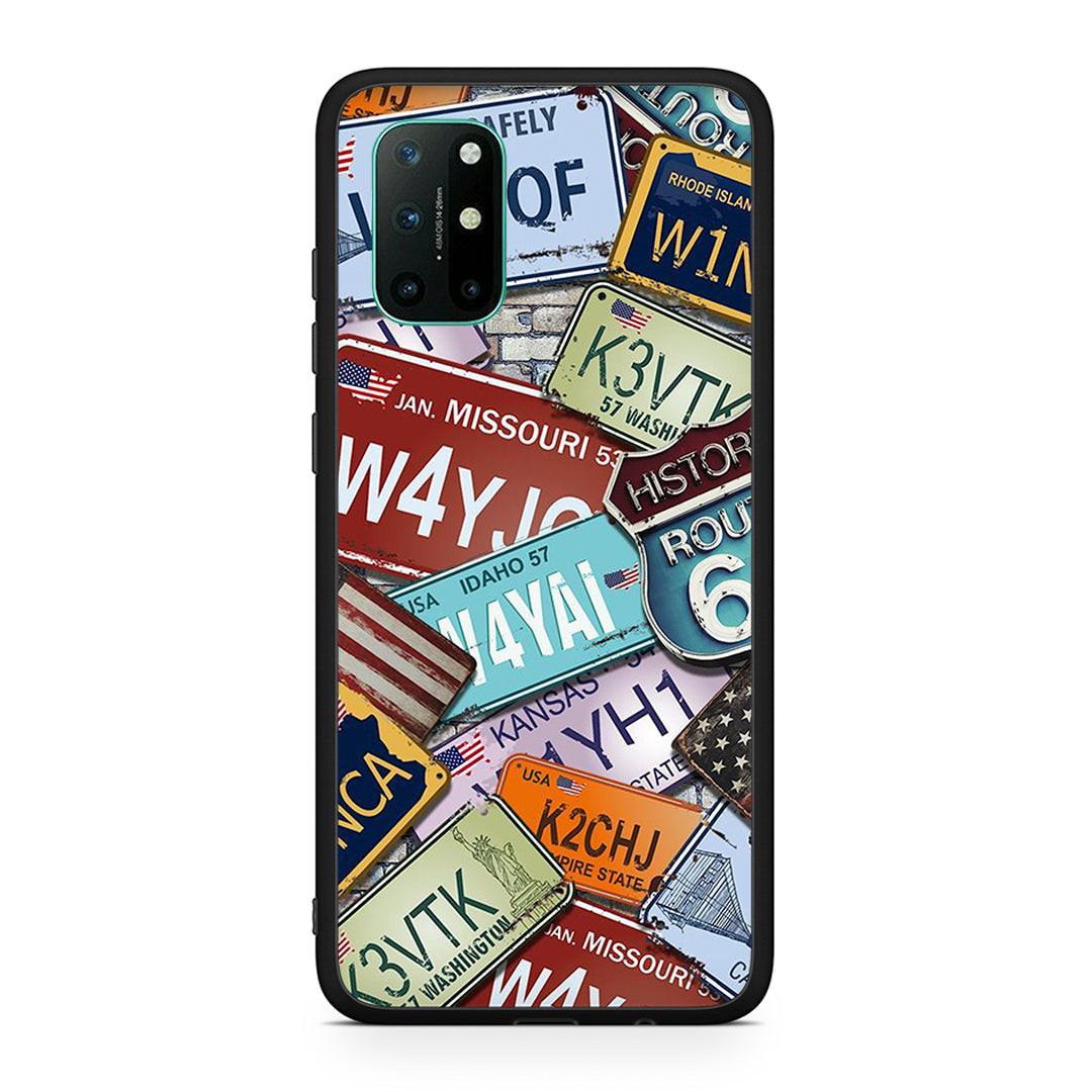 OnePlus 8T Car Plates θήκη από τη Smartfits με σχέδιο στο πίσω μέρος και μαύρο περίβλημα | Smartphone case with colorful back and black bezels by Smartfits