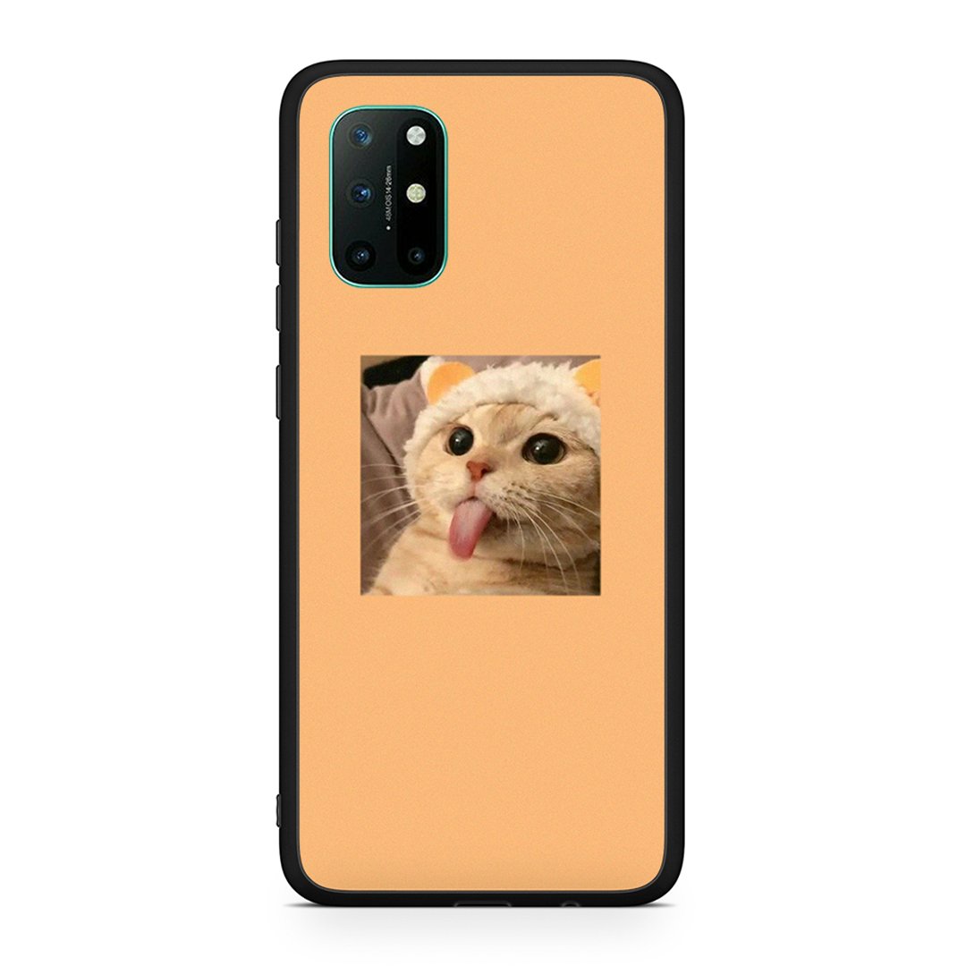 OnePlus 8T Cat Tongue θήκη από τη Smartfits με σχέδιο στο πίσω μέρος και μαύρο περίβλημα | Smartphone case with colorful back and black bezels by Smartfits
