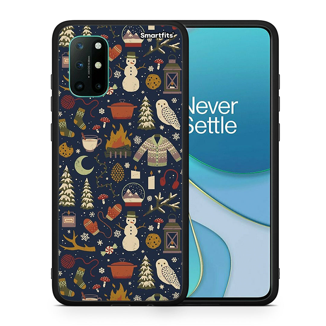 Θήκη OnePlus 8T Christmas Elements από τη Smartfits με σχέδιο στο πίσω μέρος και μαύρο περίβλημα | OnePlus 8T Christmas Elements case with colorful back and black bezels