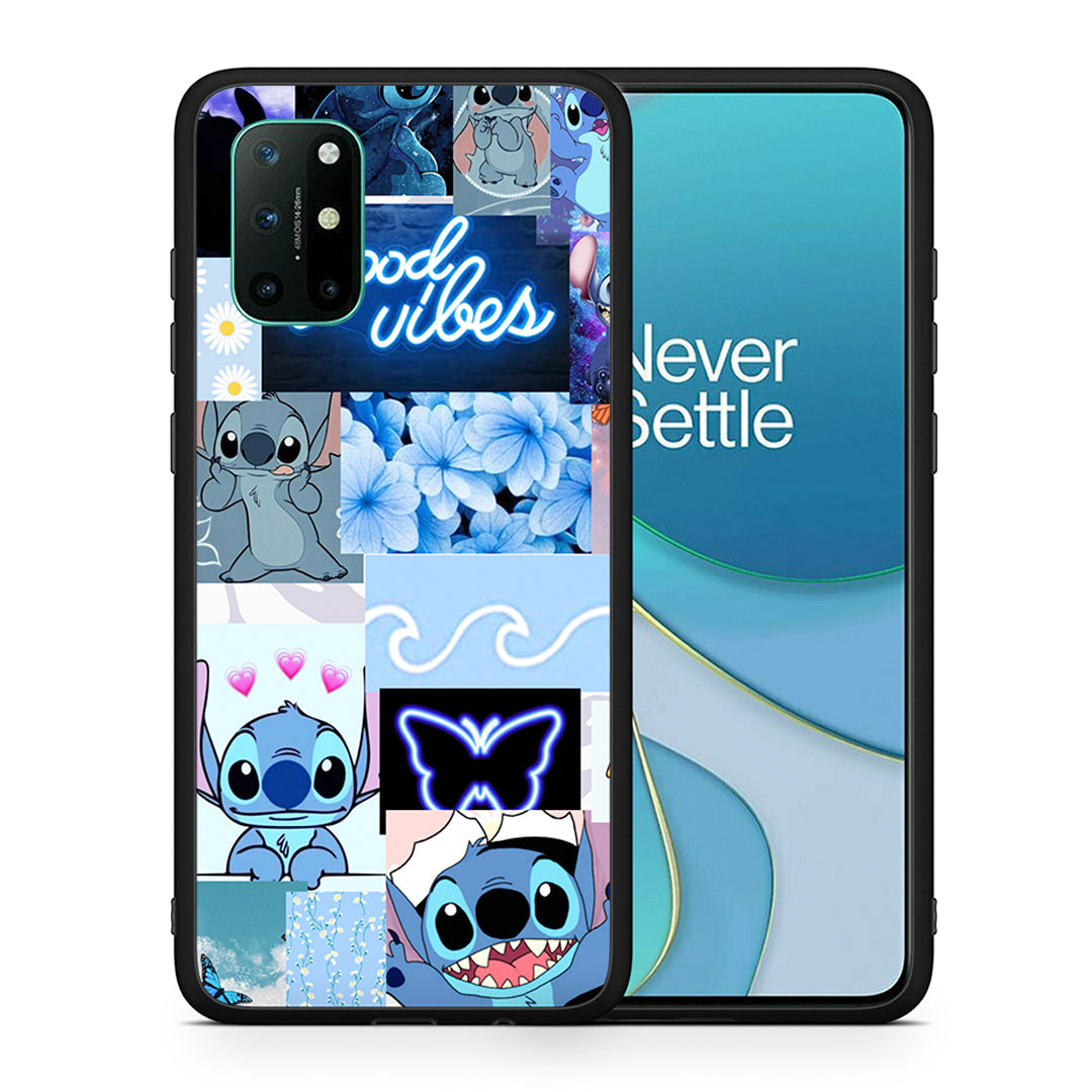 Θήκη Αγίου Βαλεντίνου OnePlus 8T Collage Good Vibes από τη Smartfits με σχέδιο στο πίσω μέρος και μαύρο περίβλημα | OnePlus 8T Collage Good Vibes case with colorful back and black bezels