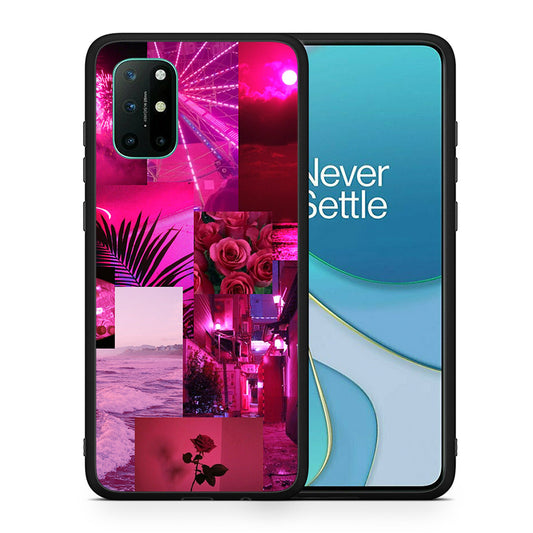 Θήκη Αγίου Βαλεντίνου OnePlus 8T Collage Red Roses από τη Smartfits με σχέδιο στο πίσω μέρος και μαύρο περίβλημα | OnePlus 8T Collage Red Roses case with colorful back and black bezels
