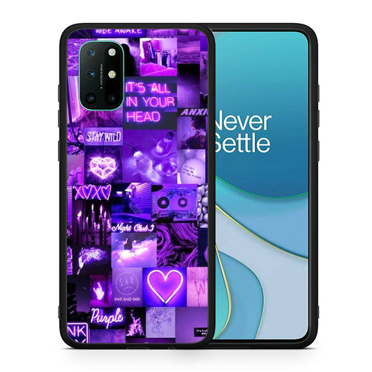 Θήκη Αγίου Βαλεντίνου OnePlus 8T Collage Stay Wild από τη Smartfits με σχέδιο στο πίσω μέρος και μαύρο περίβλημα | OnePlus 8T Collage Stay Wild case with colorful back and black bezels
