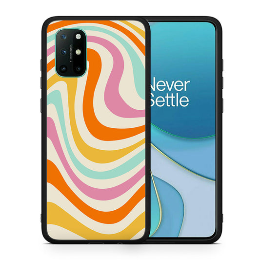 Θήκη OnePlus 8T Colourful Waves από τη Smartfits με σχέδιο στο πίσω μέρος και μαύρο περίβλημα | OnePlus 8T Colourful Waves case with colorful back and black bezels