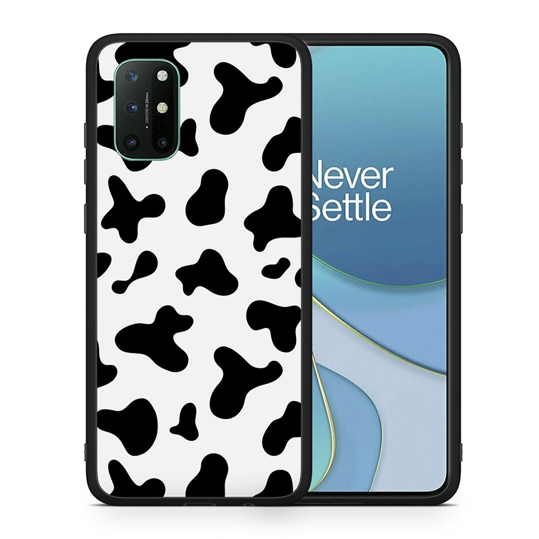 Θήκη OnePlus 8T Cow Print από τη Smartfits με σχέδιο στο πίσω μέρος και μαύρο περίβλημα | OnePlus 8T Cow Print case with colorful back and black bezels