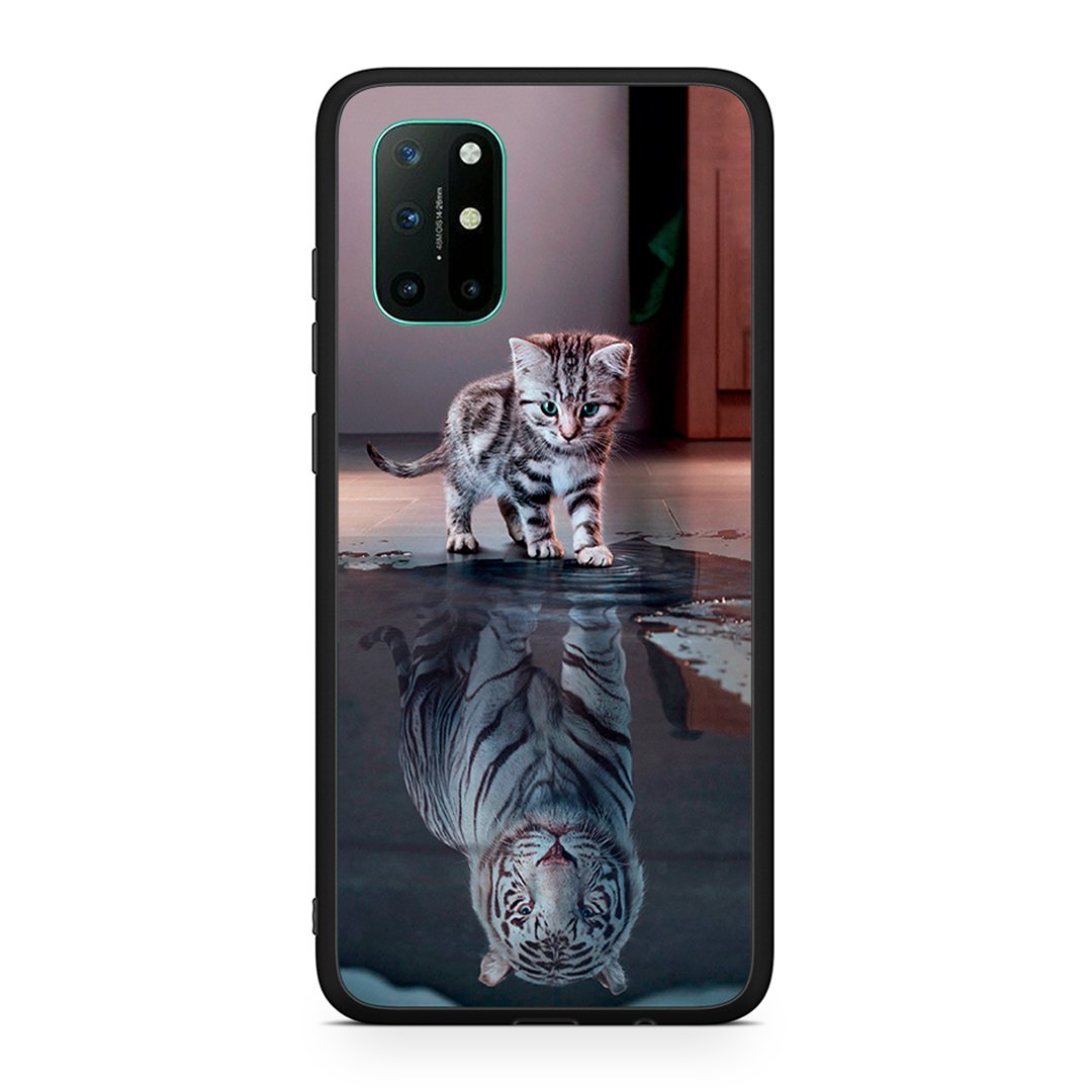 OnePlus 8T Tiger Cute θήκη από τη Smartfits με σχέδιο στο πίσω μέρος και μαύρο περίβλημα | Smartphone case with colorful back and black bezels by Smartfits