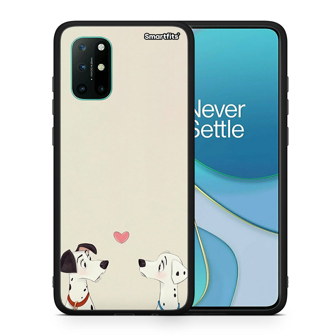 Θήκη OnePlus 8T Dalmatians Love από τη Smartfits με σχέδιο στο πίσω μέρος και μαύρο περίβλημα | OnePlus 8T Dalmatians Love case with colorful back and black bezels