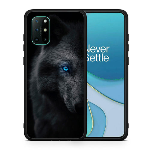 Θήκη OnePlus 8T Dark Wolf από τη Smartfits με σχέδιο στο πίσω μέρος και μαύρο περίβλημα | OnePlus 8T Dark Wolf case with colorful back and black bezels
