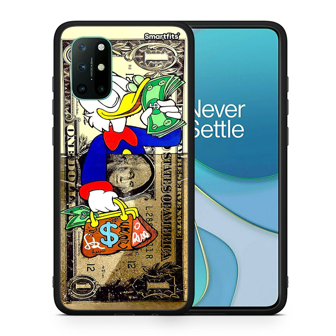 Θήκη OnePlus 8T Duck Money από τη Smartfits με σχέδιο στο πίσω μέρος και μαύρο περίβλημα | OnePlus 8T Duck Money case with colorful back and black bezels