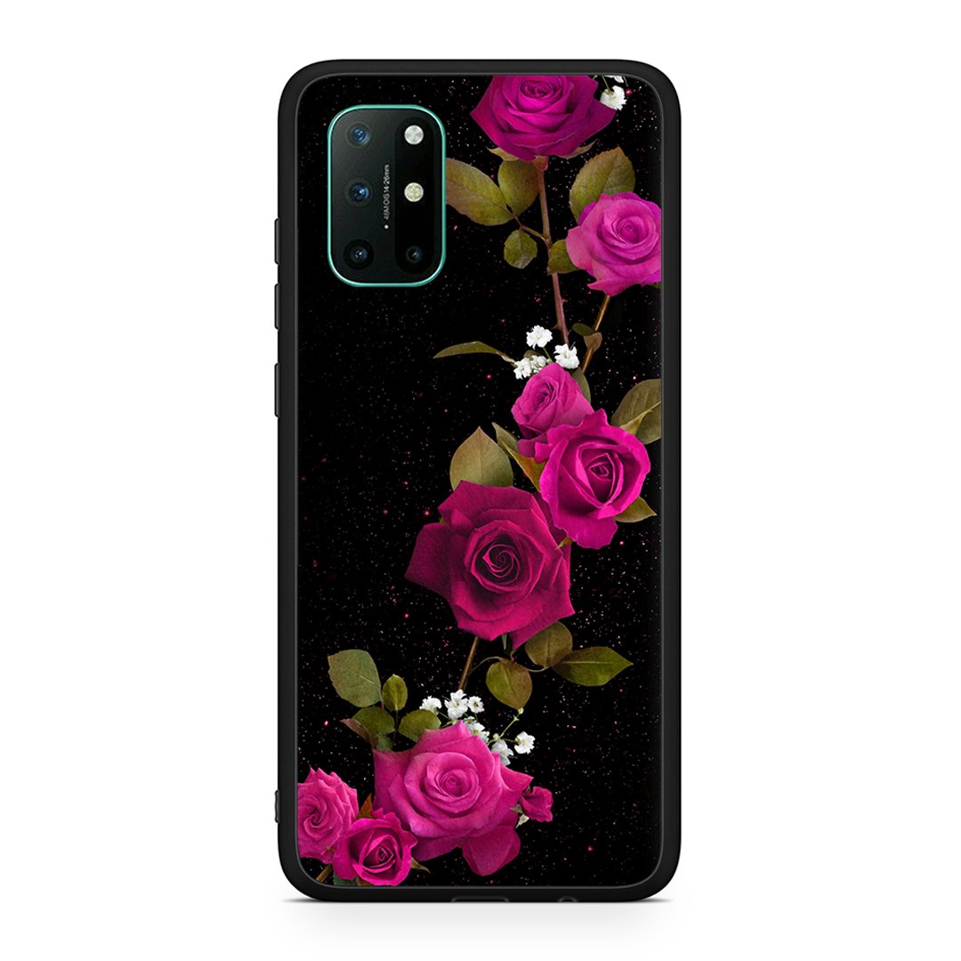 OnePlus 8T Red Roses Flower θήκη από τη Smartfits με σχέδιο στο πίσω μέρος και μαύρο περίβλημα | Smartphone case with colorful back and black bezels by Smartfits