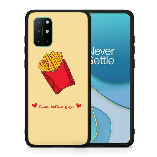 Θήκη Αγίου Βαλεντίνου OnePlus 8T Fries Before Guys από τη Smartfits με σχέδιο στο πίσω μέρος και μαύρο περίβλημα | OnePlus 8T Fries Before Guys case with colorful back and black bezels
