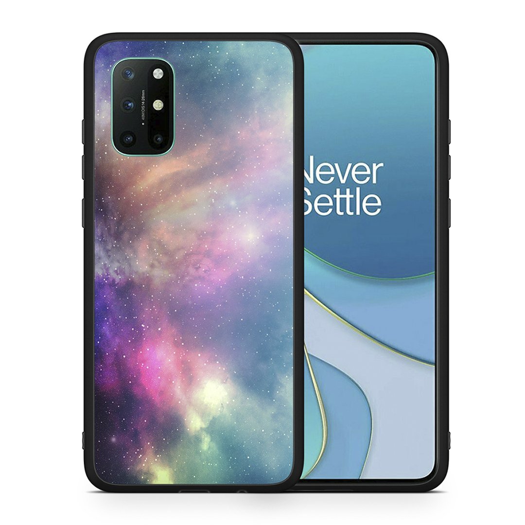 Θήκη OnePlus 8T Rainbow Galaxy από τη Smartfits με σχέδιο στο πίσω μέρος και μαύρο περίβλημα | OnePlus 8T Rainbow Galaxy case with colorful back and black bezels