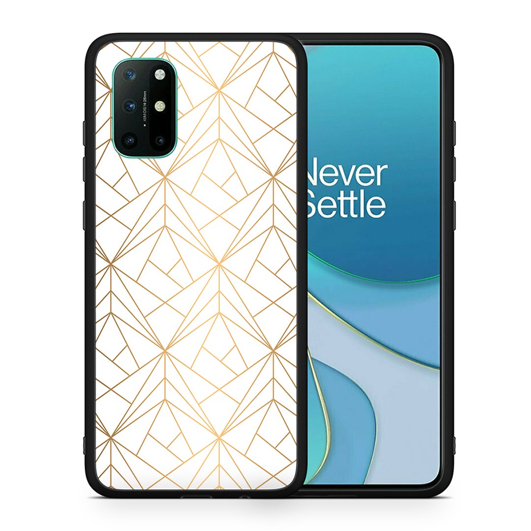 Θήκη OnePlus 8T Luxury White Geometric από τη Smartfits με σχέδιο στο πίσω μέρος και μαύρο περίβλημα | OnePlus 8T Luxury White Geometric case with colorful back and black bezels