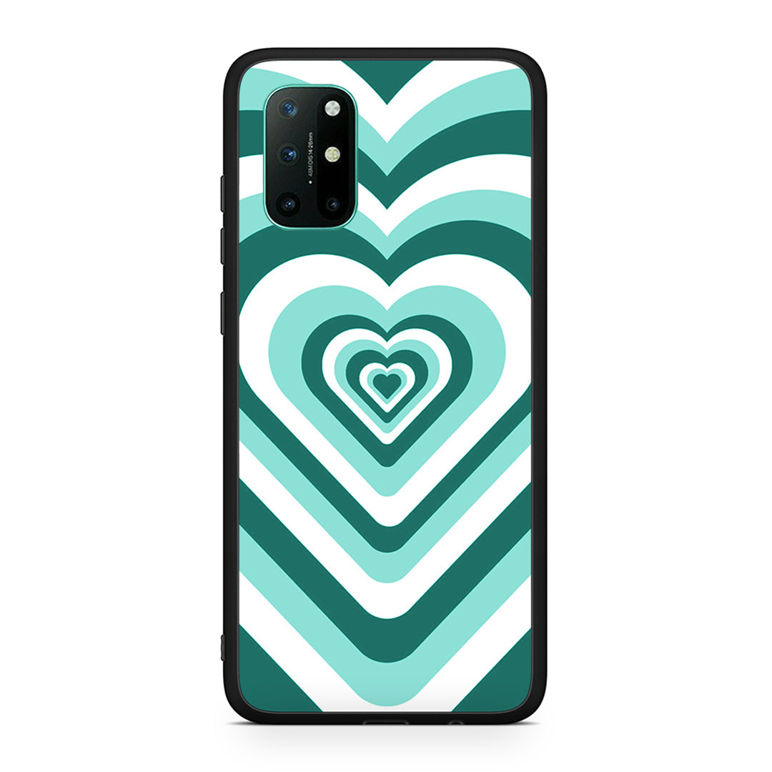 OnePlus 8T Green Hearts θήκη από τη Smartfits με σχέδιο στο πίσω μέρος και μαύρο περίβλημα | Smartphone case with colorful back and black bezels by Smartfits