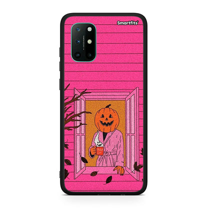 OnePlus 8T Halloween Pumpkin Lady Θήκη από τη Smartfits με σχέδιο στο πίσω μέρος και μαύρο περίβλημα | Smartphone case with colorful back and black bezels by Smartfits