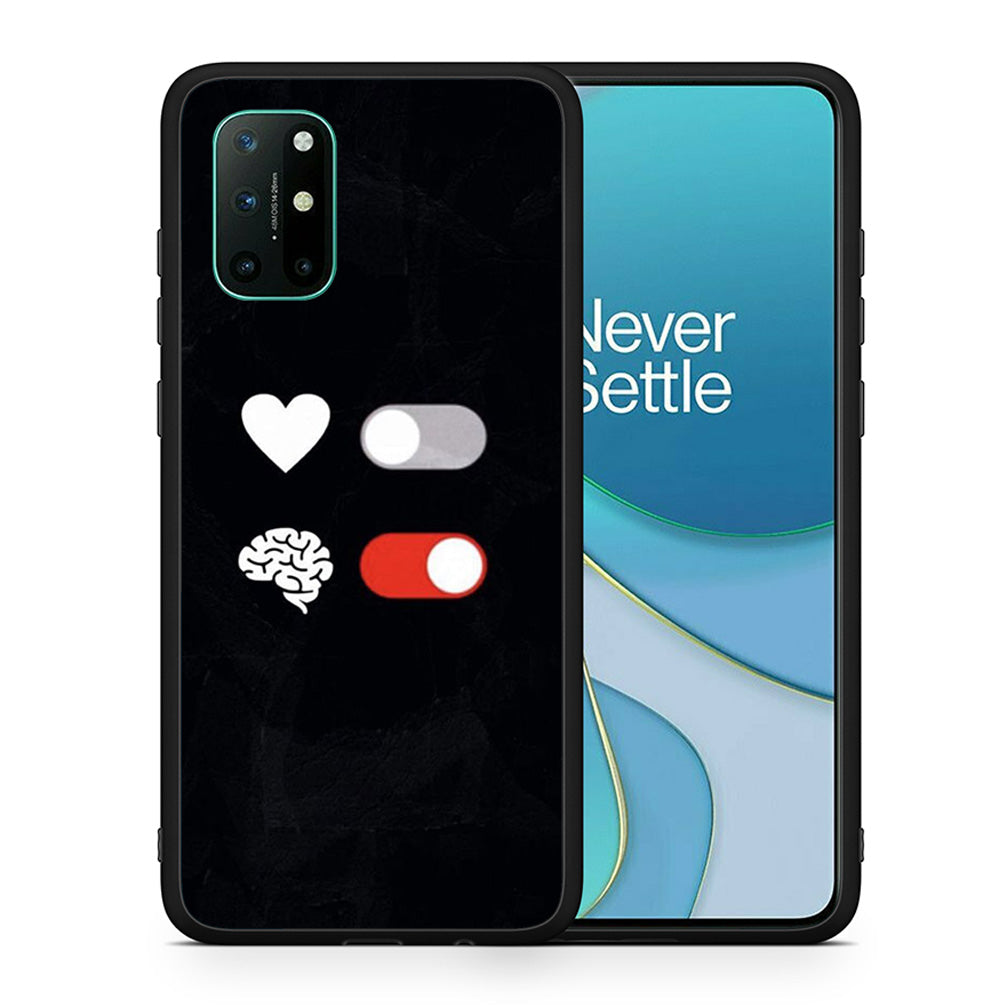 Θήκη Αγίου Βαλεντίνου OnePlus 8T Heart Vs Brain από τη Smartfits με σχέδιο στο πίσω μέρος και μαύρο περίβλημα | OnePlus 8T Heart Vs Brain case with colorful back and black bezels