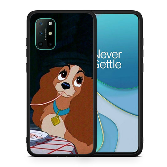 Θήκη Αγίου Βαλεντίνου OnePlus 8T Lady And Tramp 2 από τη Smartfits με σχέδιο στο πίσω μέρος και μαύρο περίβλημα | OnePlus 8T Lady And Tramp 2 case with colorful back and black bezels