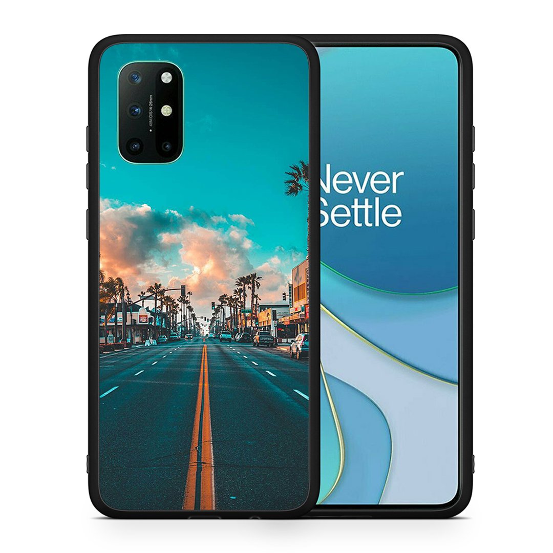 Θήκη OnePlus 8T City Landscape από τη Smartfits με σχέδιο στο πίσω μέρος και μαύρο περίβλημα | OnePlus 8T City Landscape case with colorful back and black bezels