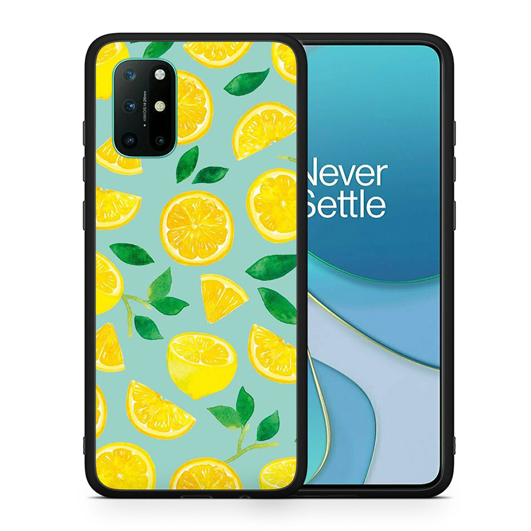 Θήκη OnePlus 8T Lemons από τη Smartfits με σχέδιο στο πίσω μέρος και μαύρο περίβλημα | OnePlus 8T Lemons case with colorful back and black bezels