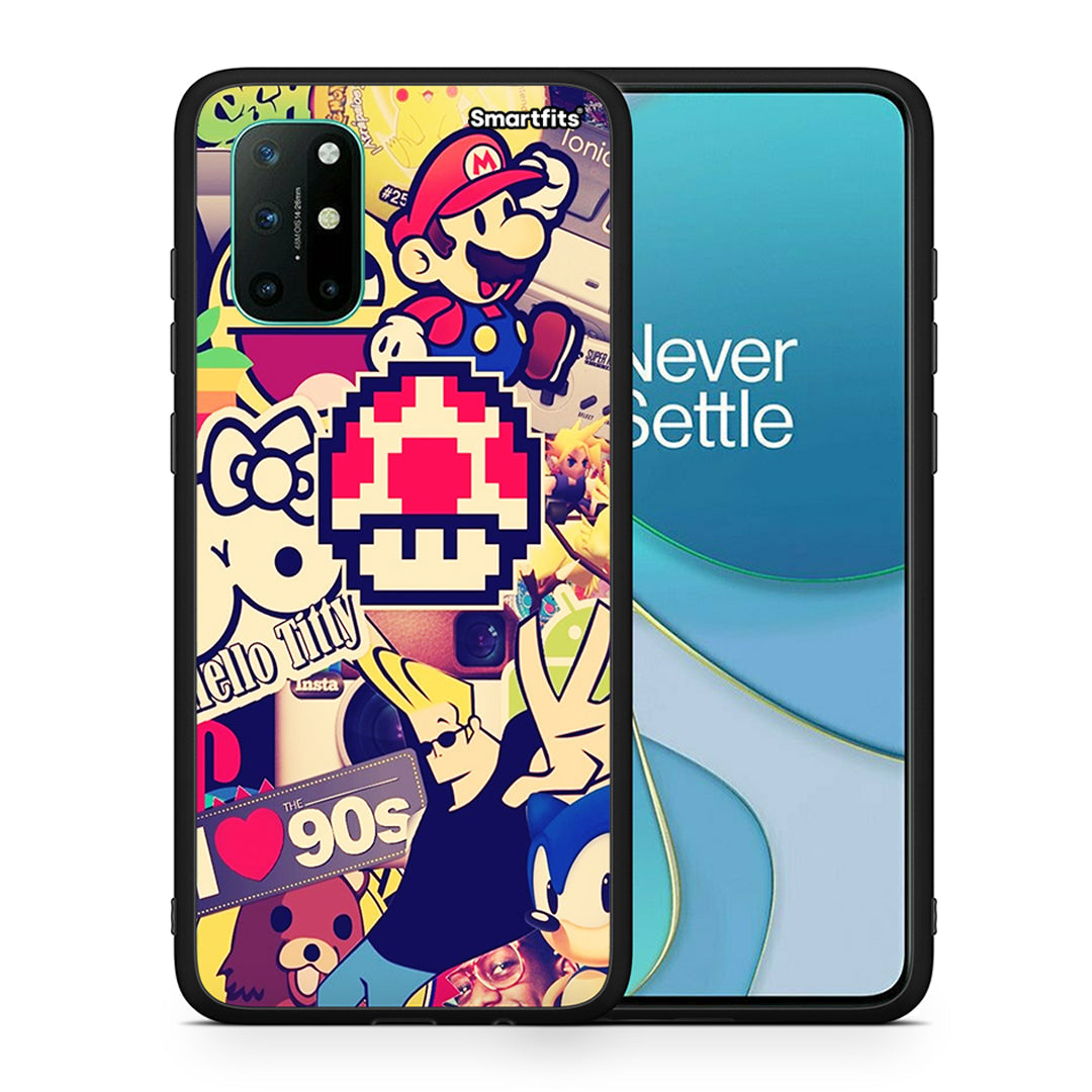 Θήκη OnePlus 8T Love The 90s από τη Smartfits με σχέδιο στο πίσω μέρος και μαύρο περίβλημα | OnePlus 8T Love The 90s case with colorful back and black bezels