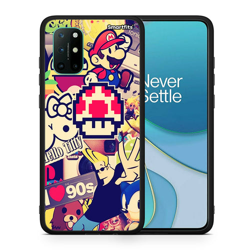 Θήκη OnePlus 8T Love The 90s από τη Smartfits με σχέδιο στο πίσω μέρος και μαύρο περίβλημα | OnePlus 8T Love The 90s case with colorful back and black bezels