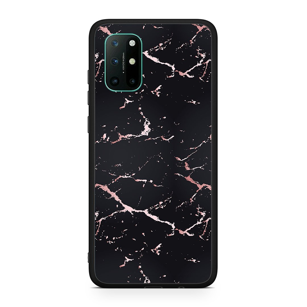 OnePlus 8T Black Rosegold Marble θήκη από τη Smartfits με σχέδιο στο πίσω μέρος και μαύρο περίβλημα | Smartphone case with colorful back and black bezels by Smartfits