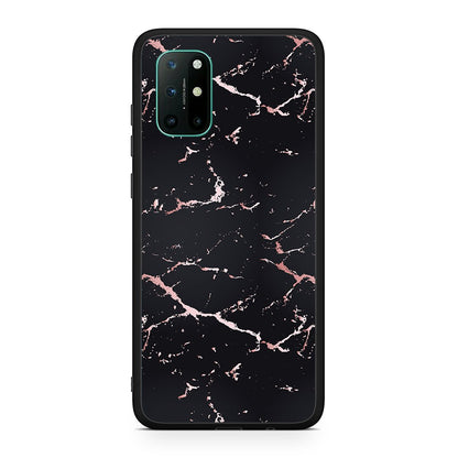 OnePlus 8T Black Rosegold Marble θήκη από τη Smartfits με σχέδιο στο πίσω μέρος και μαύρο περίβλημα | Smartphone case with colorful back and black bezels by Smartfits