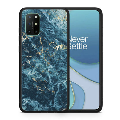 Θήκη OnePlus 8T Marble Blue από τη Smartfits με σχέδιο στο πίσω μέρος και μαύρο περίβλημα | OnePlus 8T Marble Blue case with colorful back and black bezels