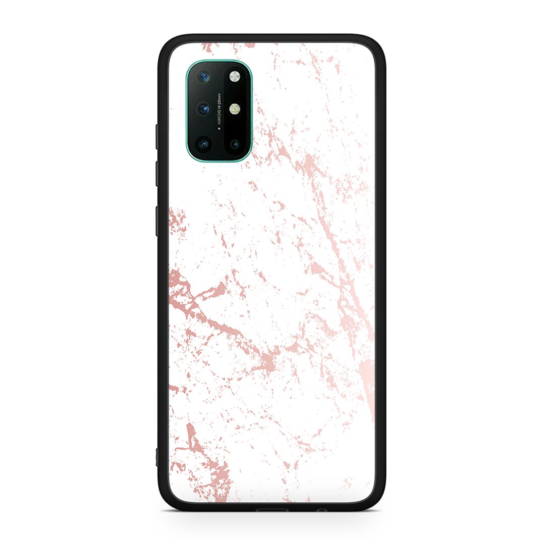 OnePlus 8T Pink Splash Marble θήκη από τη Smartfits με σχέδιο στο πίσω μέρος και μαύρο περίβλημα | Smartphone case with colorful back and black bezels by Smartfits