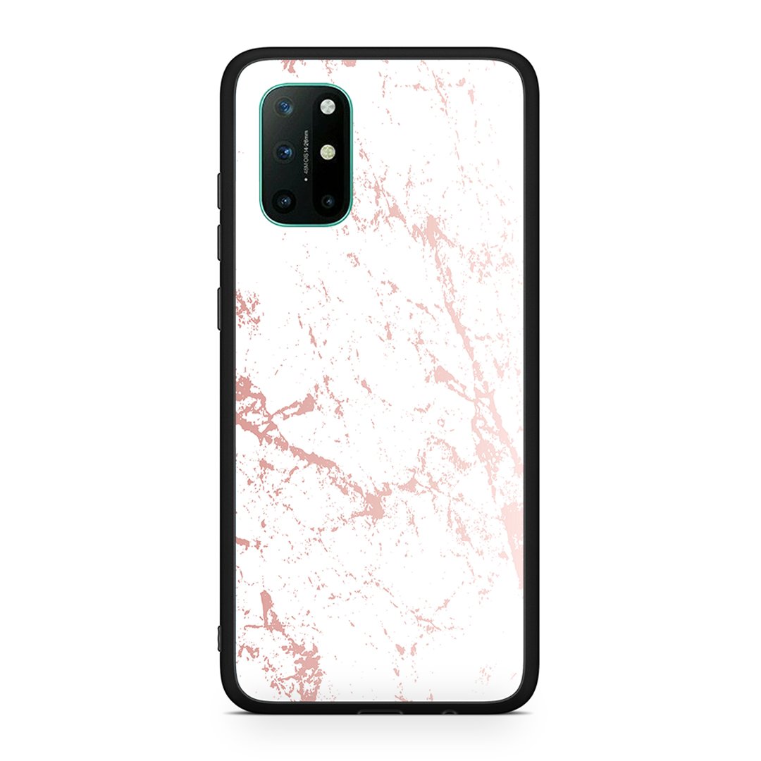 OnePlus 8T Pink Splash Marble θήκη από τη Smartfits με σχέδιο στο πίσω μέρος και μαύρο περίβλημα | Smartphone case with colorful back and black bezels by Smartfits