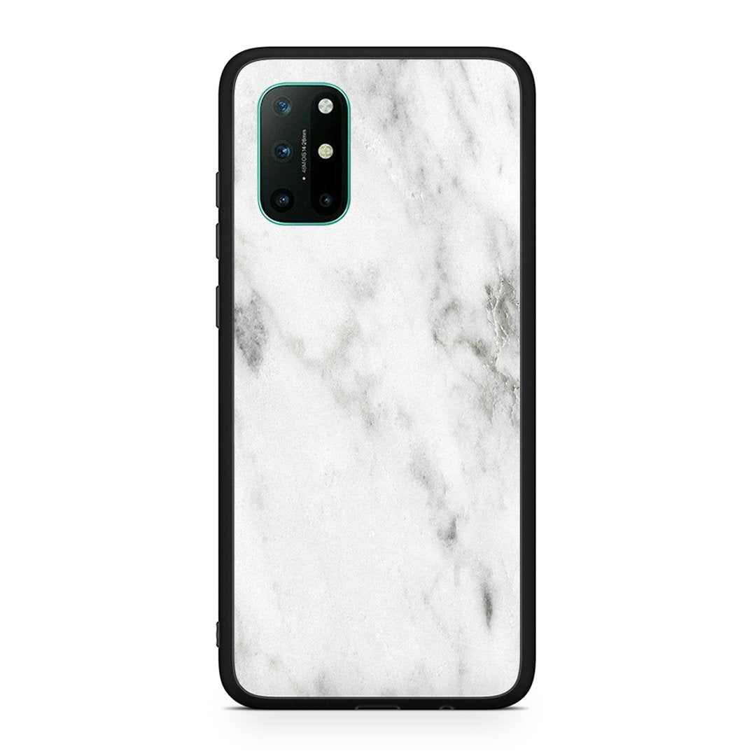 OnePlus 8T White marble θήκη από τη Smartfits με σχέδιο στο πίσω μέρος και μαύρο περίβλημα | Smartphone case with colorful back and black bezels by Smartfits