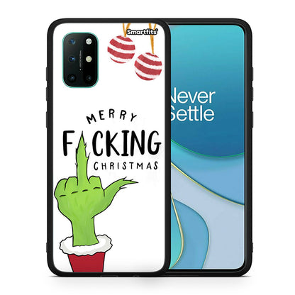 Θήκη OnePlus 8T Merry F Xmas από τη Smartfits με σχέδιο στο πίσω μέρος και μαύρο περίβλημα | OnePlus 8T Merry F Xmas case with colorful back and black bezels