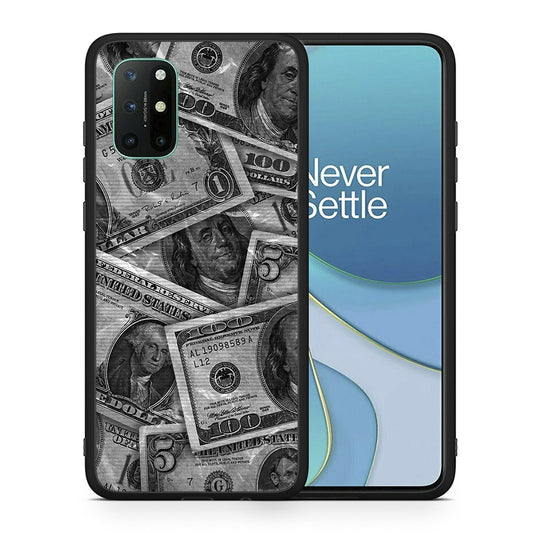 Θήκη OnePlus 8T Money Dollars από τη Smartfits με σχέδιο στο πίσω μέρος και μαύρο περίβλημα | OnePlus 8T Money Dollars case with colorful back and black bezels