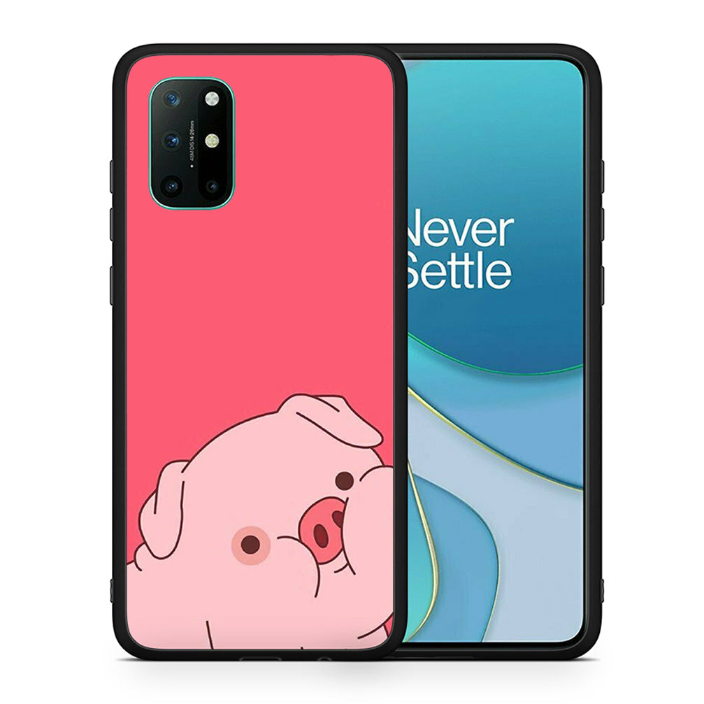 Θήκη Αγίου Βαλεντίνου OnePlus 8T Pig Love 1 από τη Smartfits με σχέδιο στο πίσω μέρος και μαύρο περίβλημα | OnePlus 8T Pig Love 1 case with colorful back and black bezels