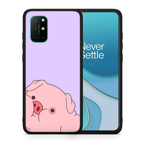 Θήκη Αγίου Βαλεντίνου OnePlus 8T Pig Love 2 από τη Smartfits με σχέδιο στο πίσω μέρος και μαύρο περίβλημα | OnePlus 8T Pig Love 2 case with colorful back and black bezels