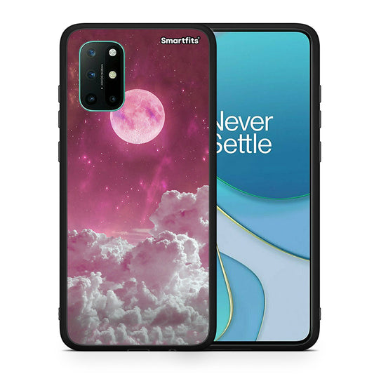 Θήκη OnePlus 8T Pink Moon από τη Smartfits με σχέδιο στο πίσω μέρος και μαύρο περίβλημα | OnePlus 8T Pink Moon case with colorful back and black bezels