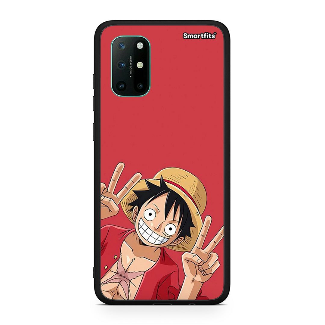 OnePlus 8T Pirate Luffy Θήκη από τη Smartfits με σχέδιο στο πίσω μέρος και μαύρο περίβλημα | Smartphone case with colorful back and black bezels by Smartfits