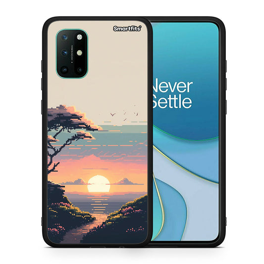 Θήκη OnePlus 8T Pixel Sunset από τη Smartfits με σχέδιο στο πίσω μέρος και μαύρο περίβλημα | OnePlus 8T Pixel Sunset case with colorful back and black bezels