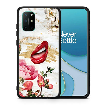 Θήκη OnePlus 8T Red Lips από τη Smartfits με σχέδιο στο πίσω μέρος και μαύρο περίβλημα | OnePlus 8T Red Lips case with colorful back and black bezels