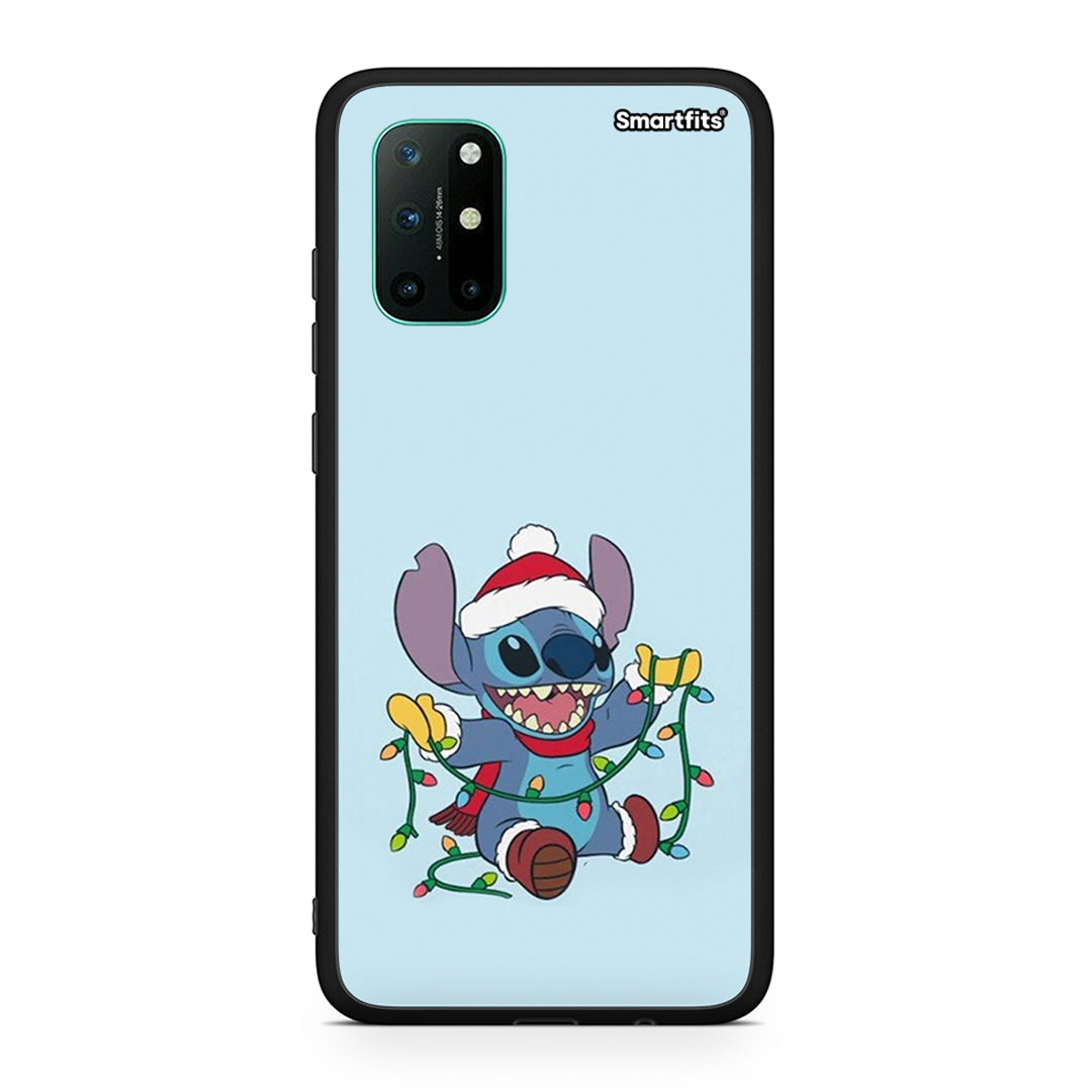 OnePlus 8T Santa Stich θήκη από τη Smartfits με σχέδιο στο πίσω μέρος και μαύρο περίβλημα | Smartphone case with colorful back and black bezels by Smartfits