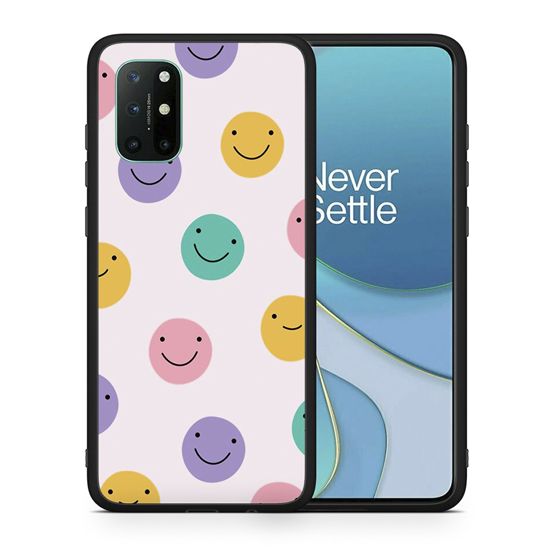 Θήκη OnePlus 8T Smiley Faces από τη Smartfits με σχέδιο στο πίσω μέρος και μαύρο περίβλημα | OnePlus 8T Smiley Faces case with colorful back and black bezels